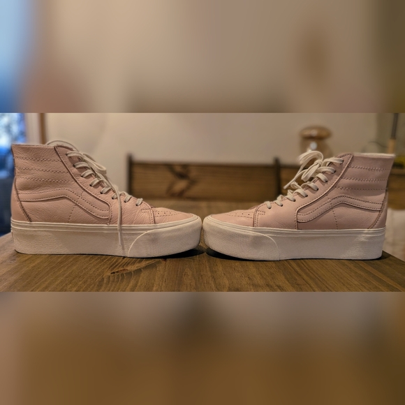 Vans Sk8-Hi Platform Sneaker (Women) Leather Pink Size 8 - Picture 6 of 11